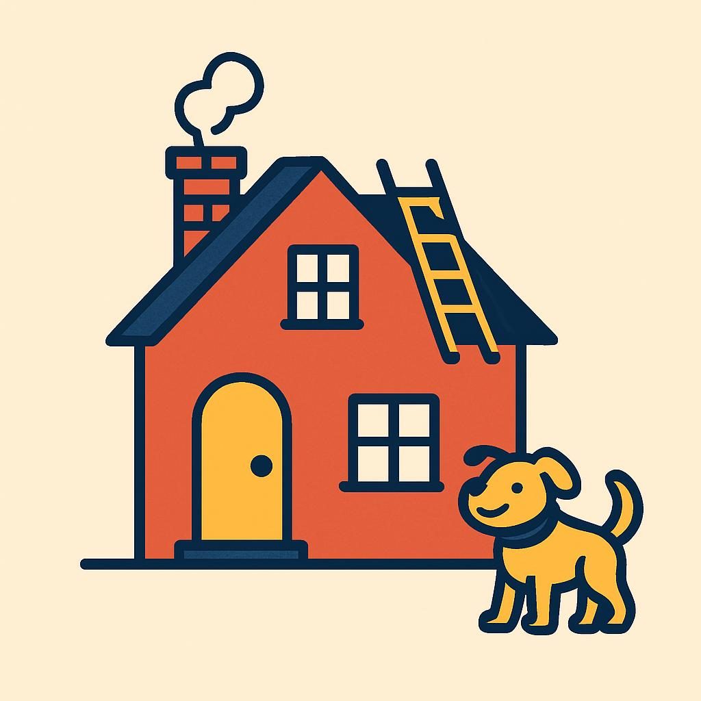Drawing of a house with a chimney